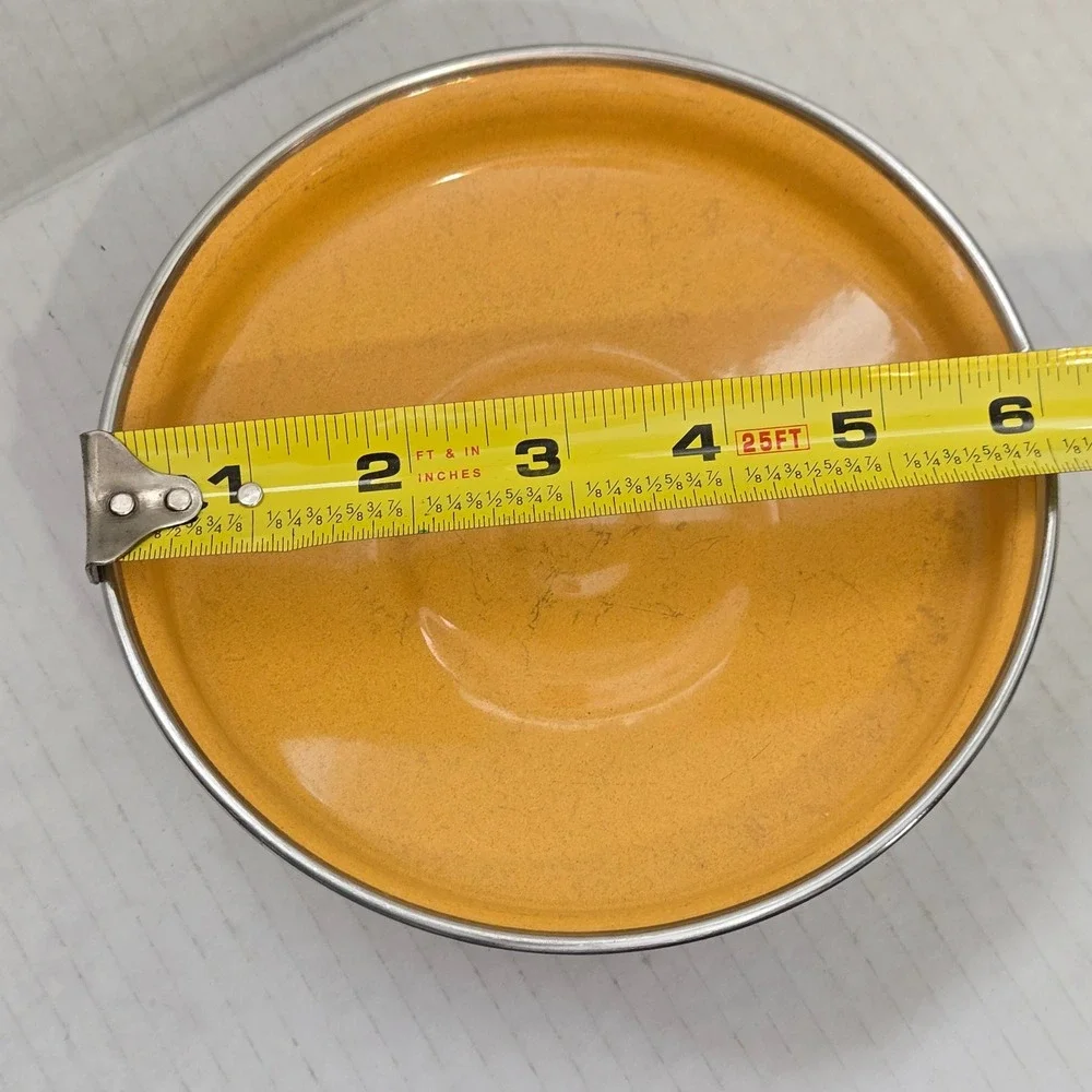 Vintage Orange Brown Ombre Enamel‎ Replacement Pot Lid 6.25 Inch MCM Sunburst